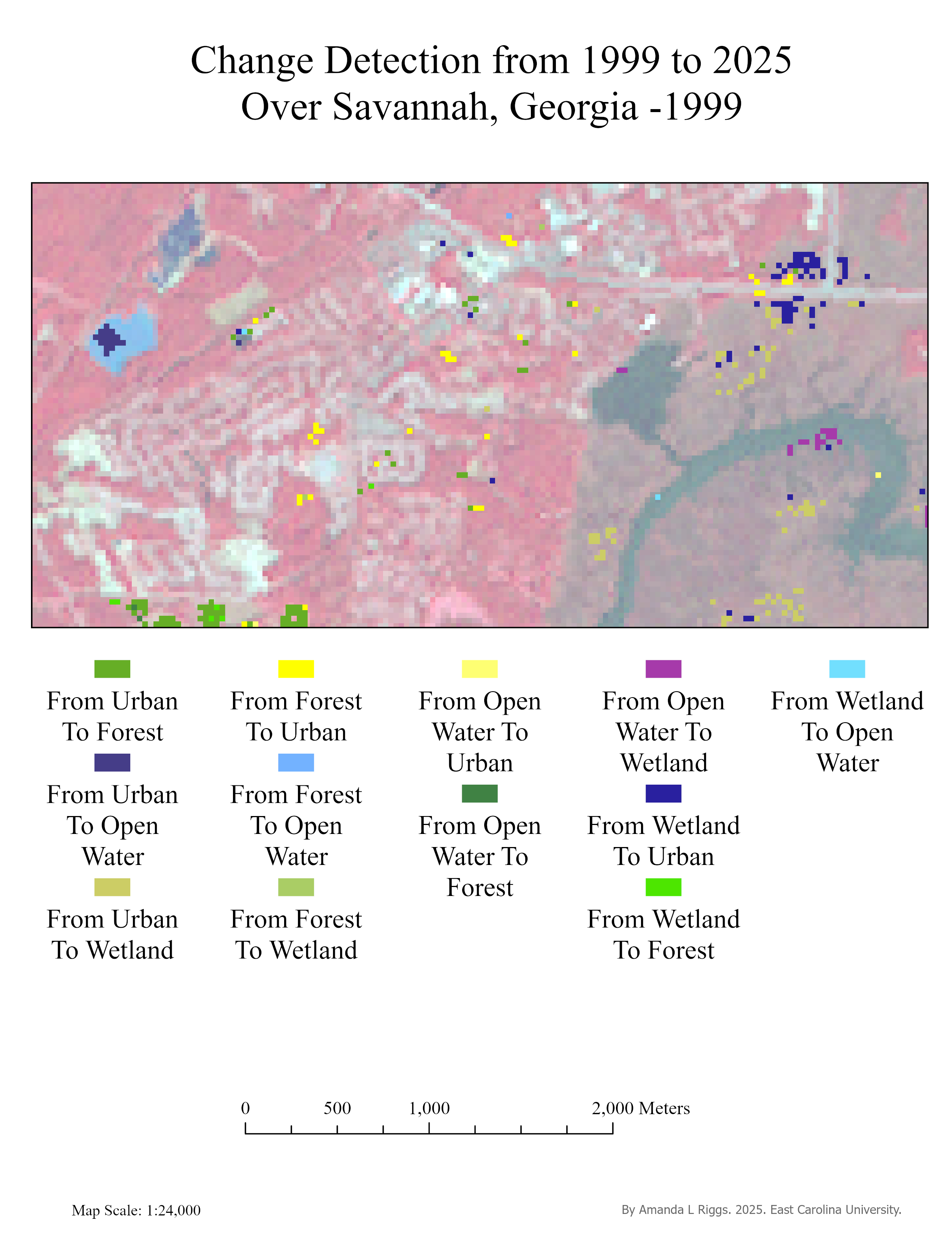 Land cover change detection lab output