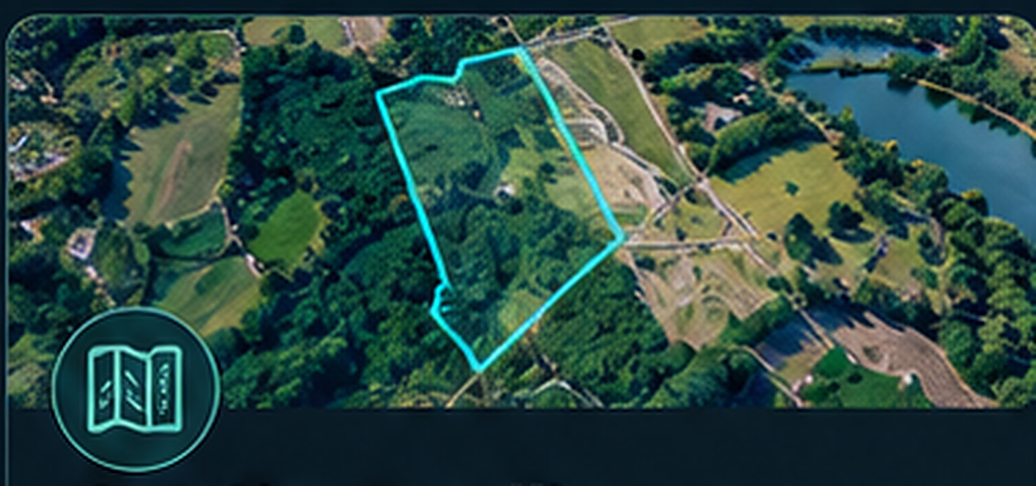 Aerial view with highlighted study parcel